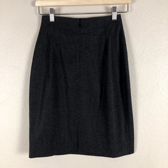 VINTAGE Burberrys Of London Skirt Gray Wool Pencil Midi Career Size X Small - Picture 2 of 15